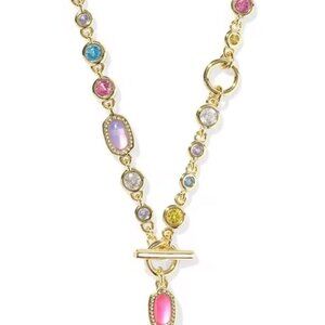 Kendra Scott mini Elisa Abbie Gold and Pink Necklace with Dainty Beads